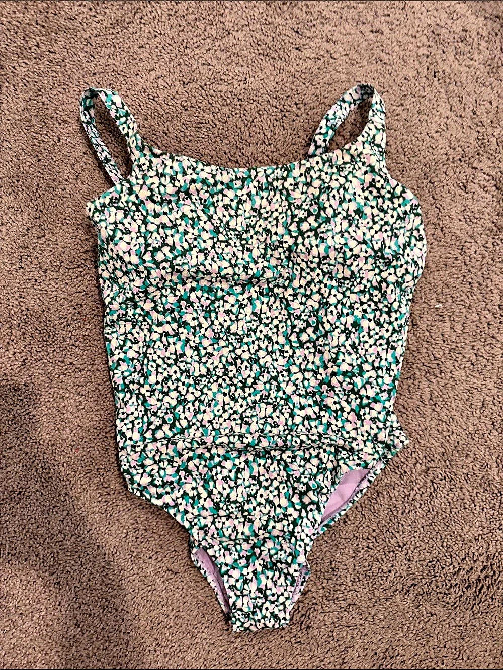 Athleta Floral One-Piece Swimsuit in Green & Pink Size Medium Like N